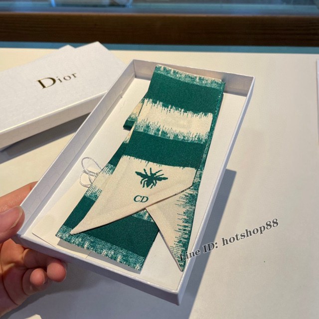 Dior專櫃新款迪奧雙面斜紋真絲束發帶飄帶款可當小圍巾綁頭髮綁手袋 mmyj1647